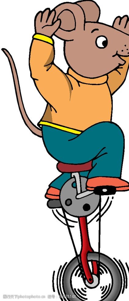 卡通猴子独轮车杂技老鼠