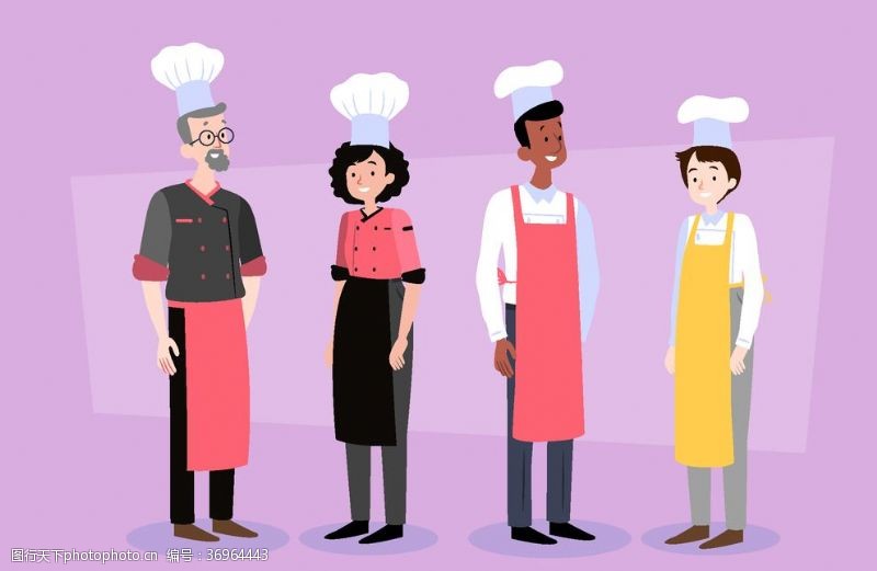 女性表情矢量卡通厨师人物