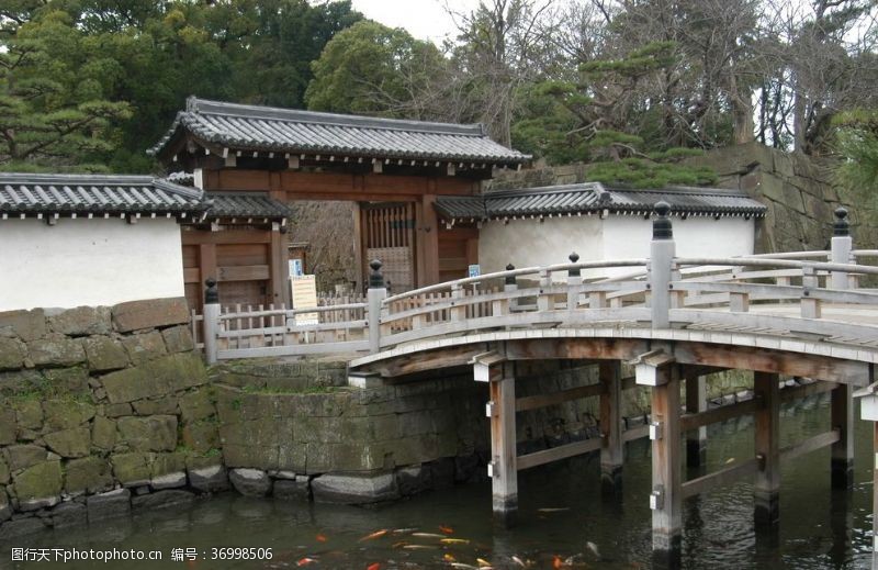 日本风情日本古城石桥