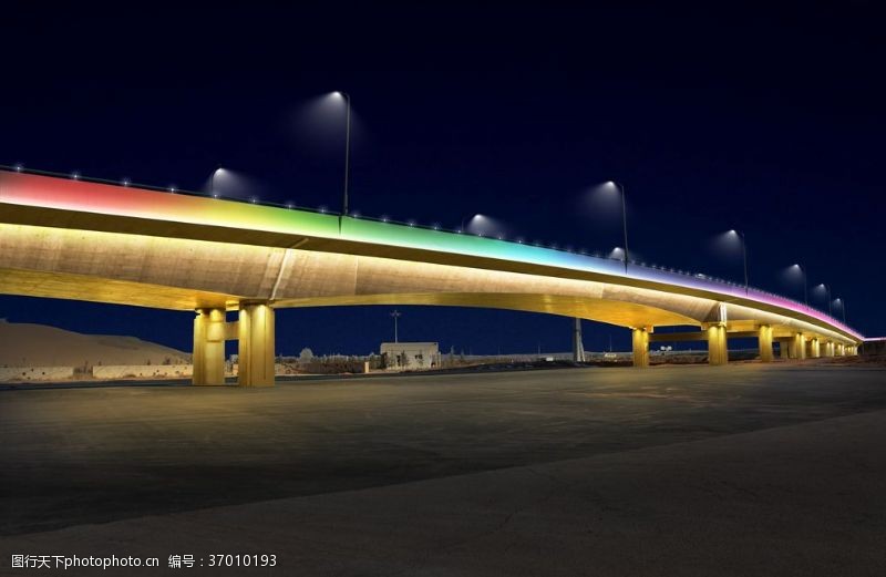 喷泉灯光高架桥高速路口跨线桥