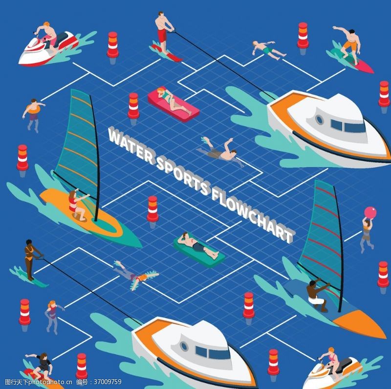 赛艇游艇比赛主题插画