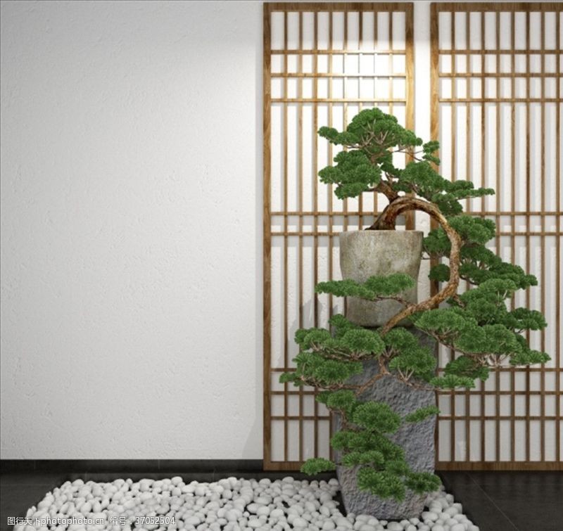 花草3d模型地柏盆栽