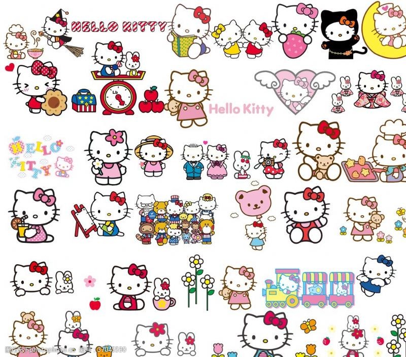 黑猫hellohellokitty鲜花图