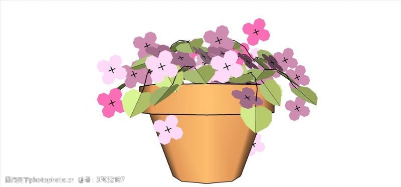 花草3d模型花盆盆栽植物