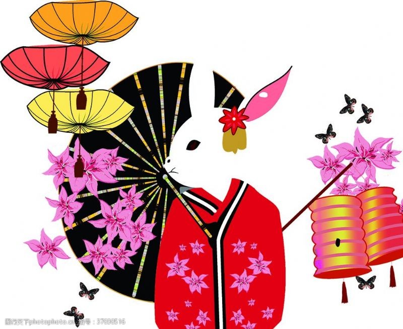 樱花底图日式卡通