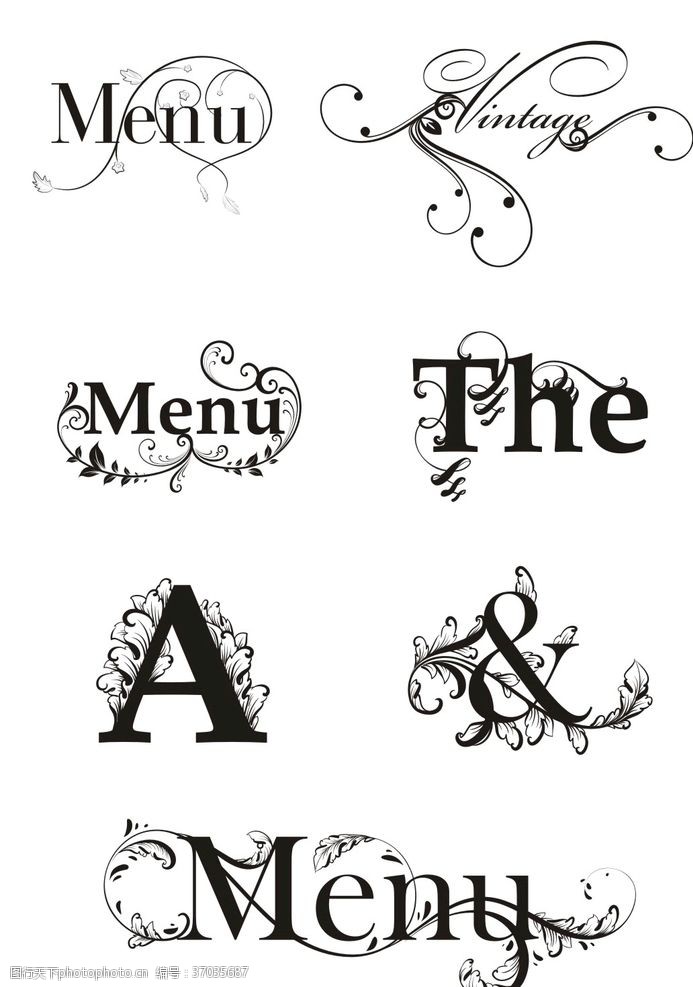 花型字体设计英文艺术字花纹