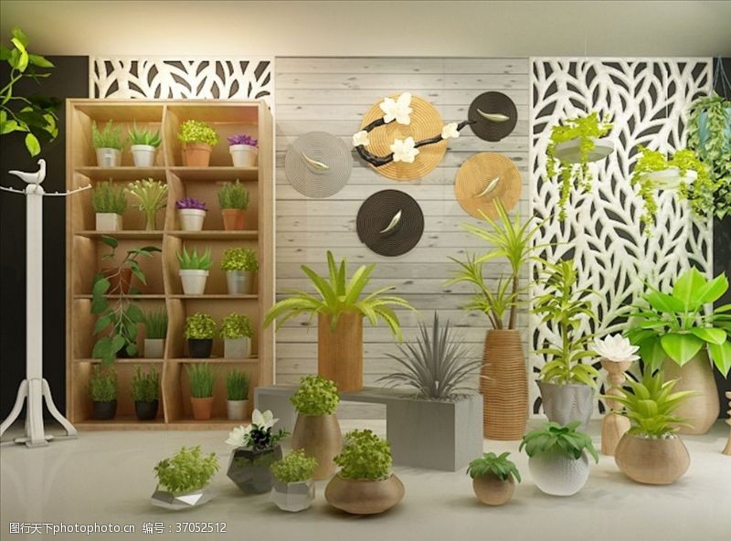花草3d模型一组绿色观赏性植物集合