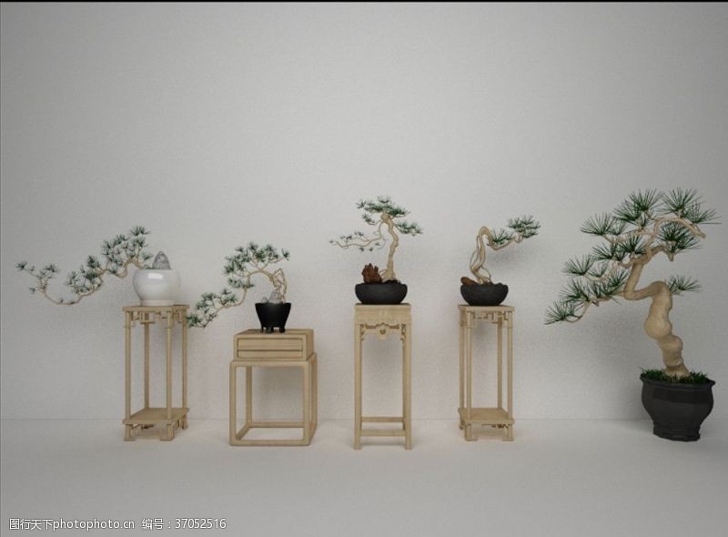 花草3d模型一组盆栽