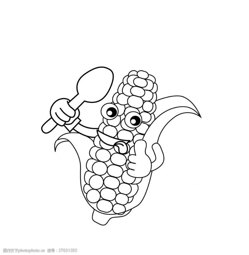 动物素描玉米卡通