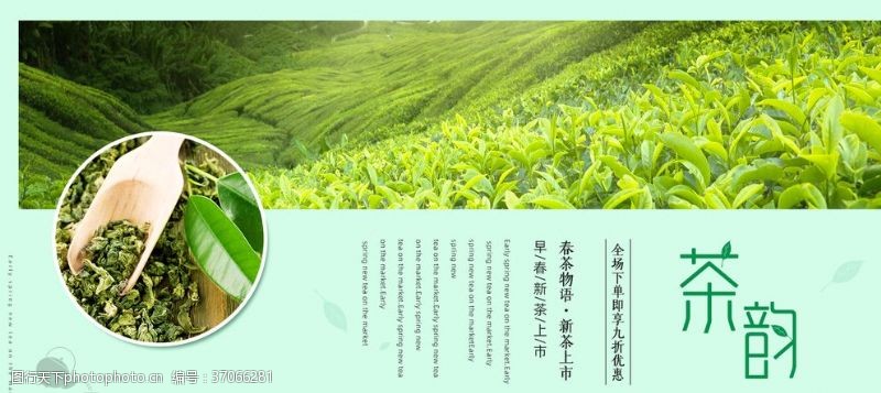 浅绿色清新春茶节茶叶海报