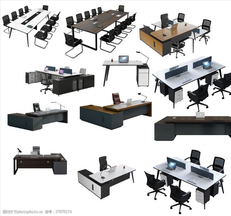 室内设计平面图办公桌免抠