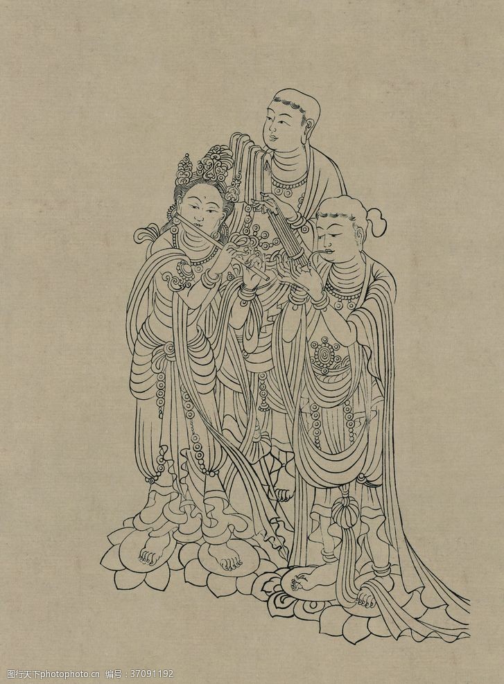 老人壁纸敦煌佛教绘画线稿图