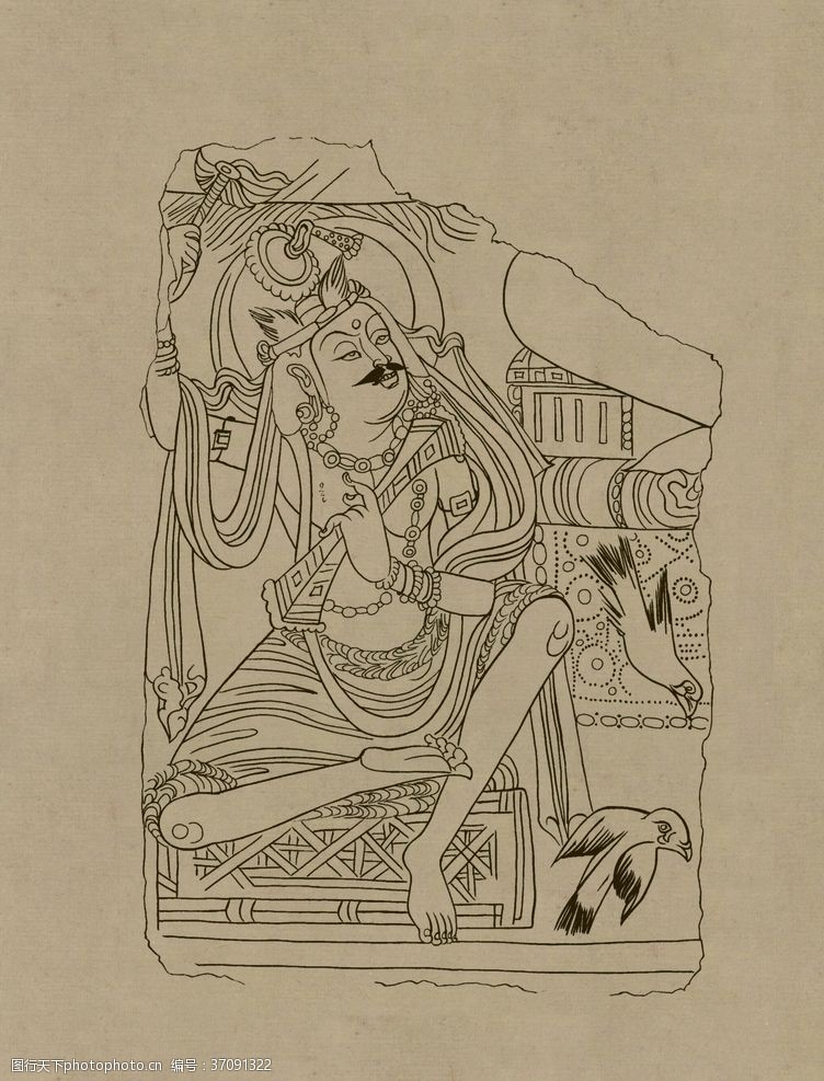 西装敦煌佛教绘画线稿图