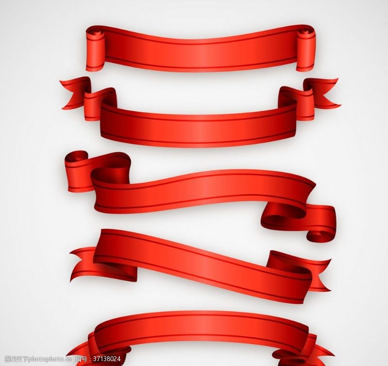 横幅设计红色丝带条幅矢量素材