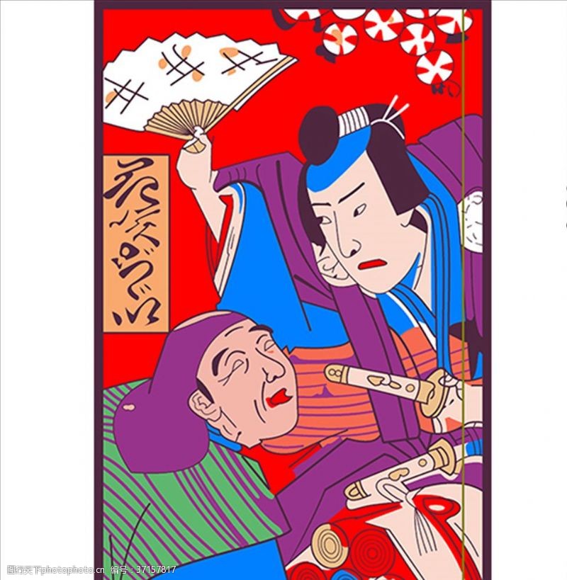 日本艺妓印花图