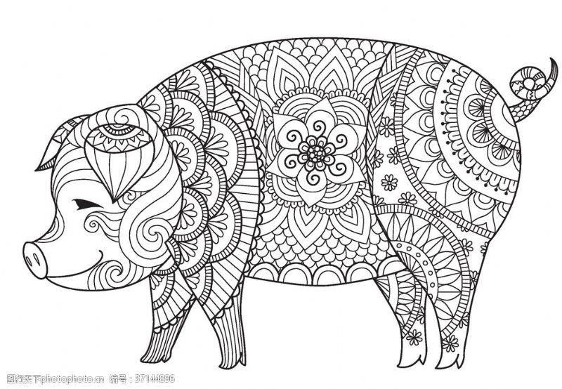 线描动物线条花纹图案设计