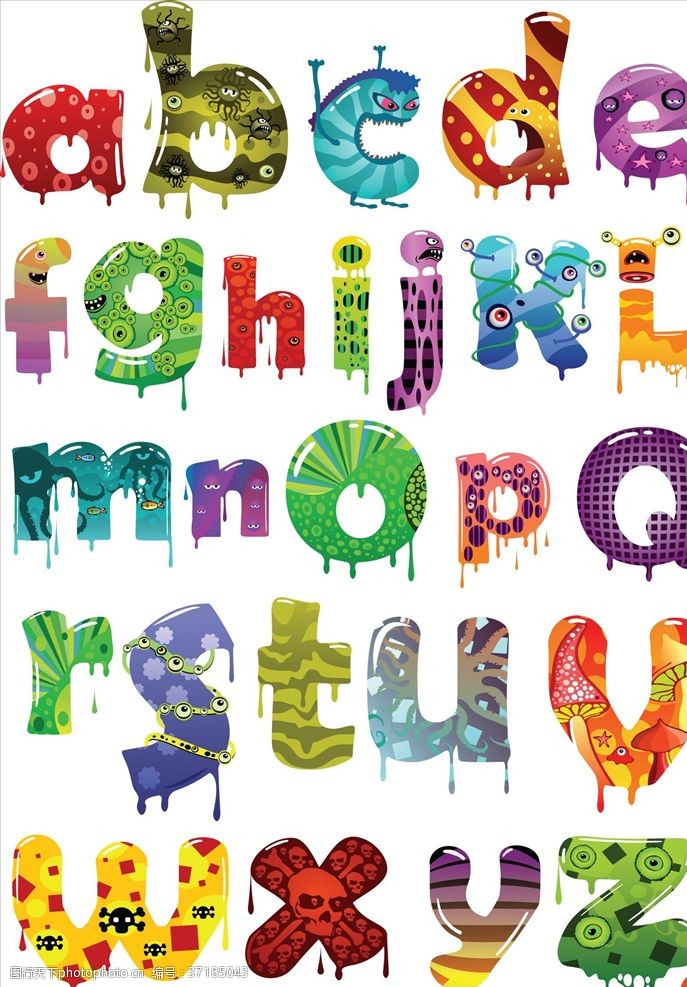 多彩字母创意动物字母素材