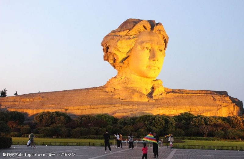 长沙橘子洲头旅游夜景毛泽东