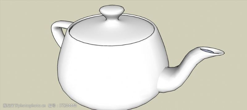 草图大师白瓷茶壶模型