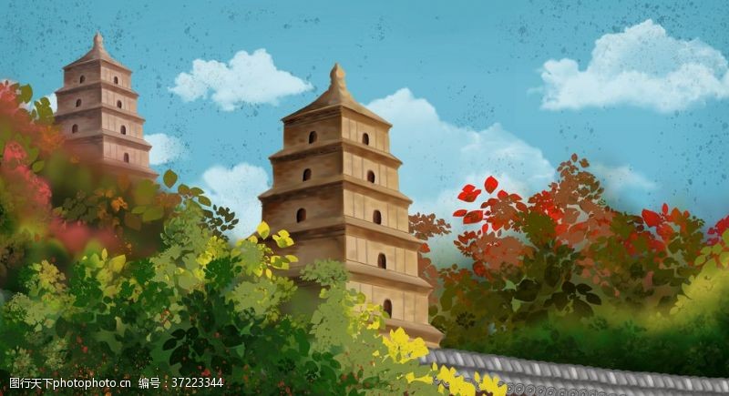 中国风背景墙古建