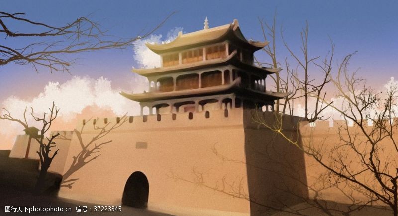 中国风背景墙古建