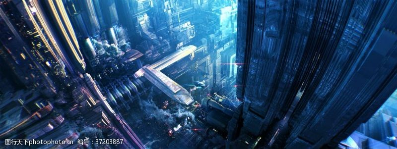 未来城市未来科幻场景大气插画