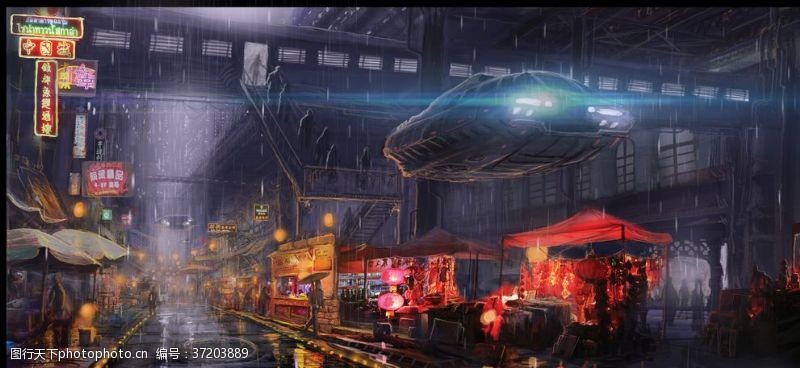 未来城市未来科幻场景大气插画
