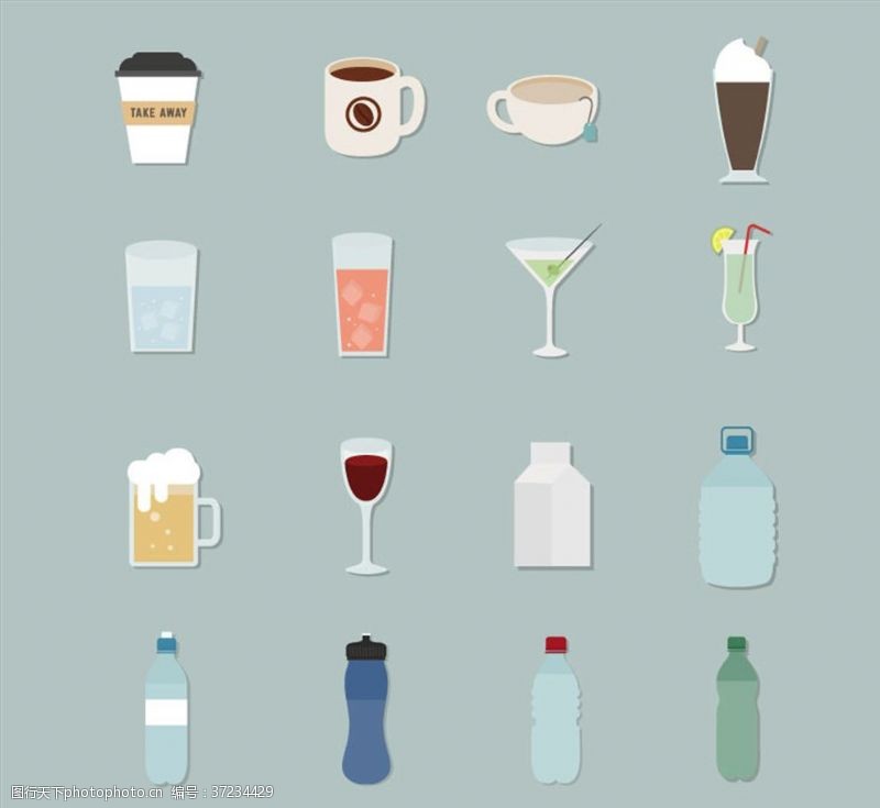 奶茶菜单矢量素材饮品图标矢量素材