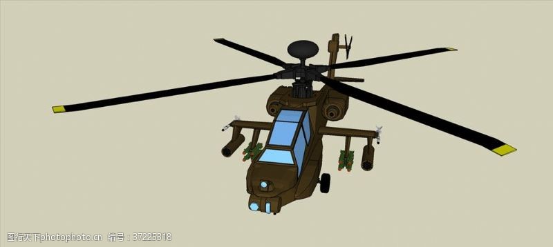 草图大师阿帕奇直升机模型
