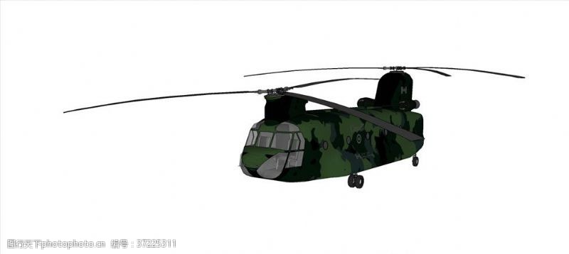 草图大师CH47直升飞机模型