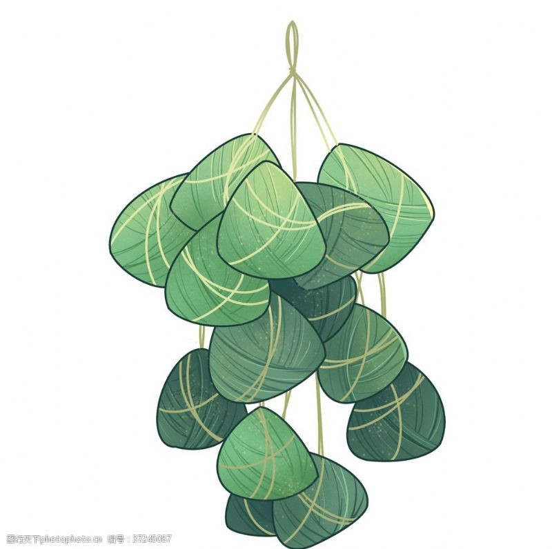 端午节粽子绿色插画可爱海报素材