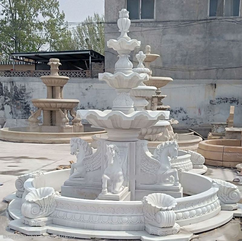欧式喷泉欧式石雕马喷泉