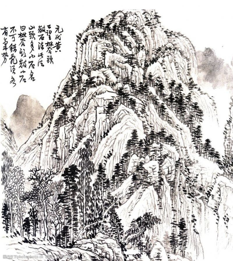 风景速写中国风线条白描国画