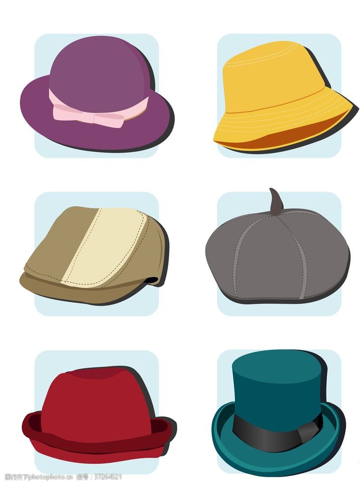各种各样的背景各种各样的帽子卡通扁平风