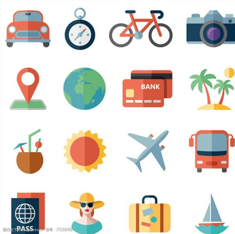 旅游贴纸矢量旅游旅行素材图标