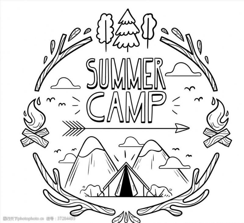 夏季野营雪山下的帐篷