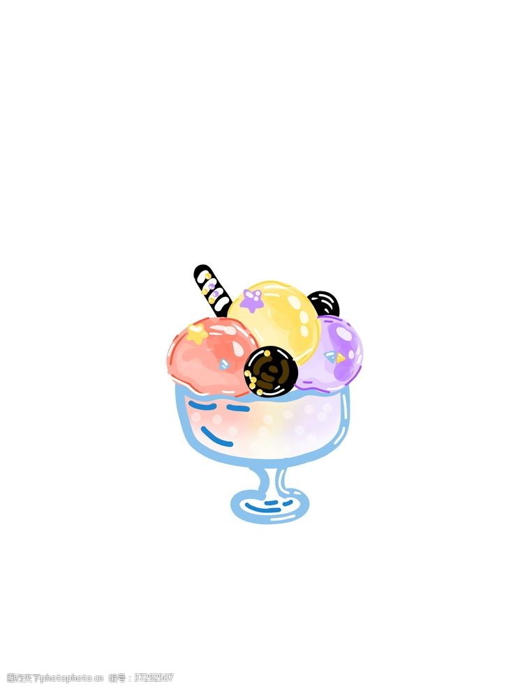 可爱冰淇淋背景图手绘冰淇淋彩色唯美