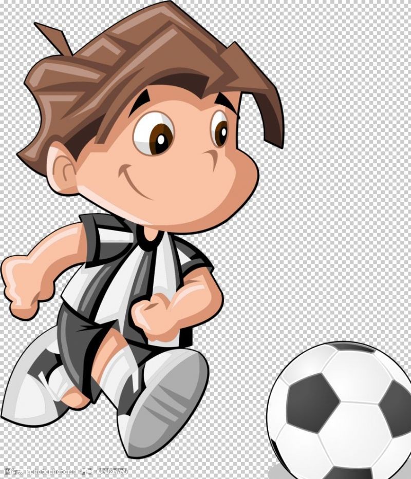 踢足球插画足球男孩子