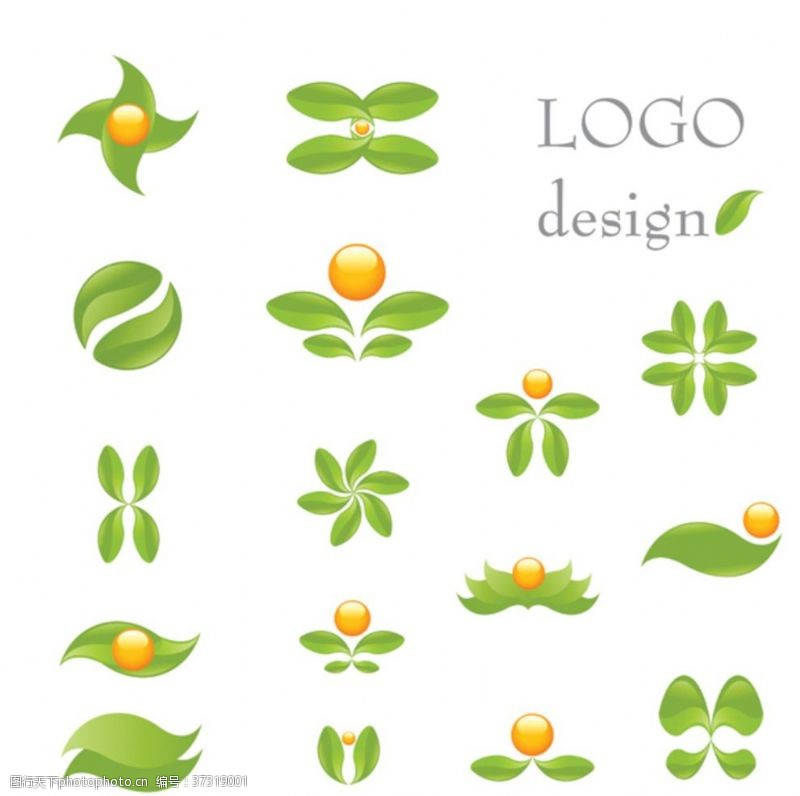 水晶模板绿叶主题logo模板