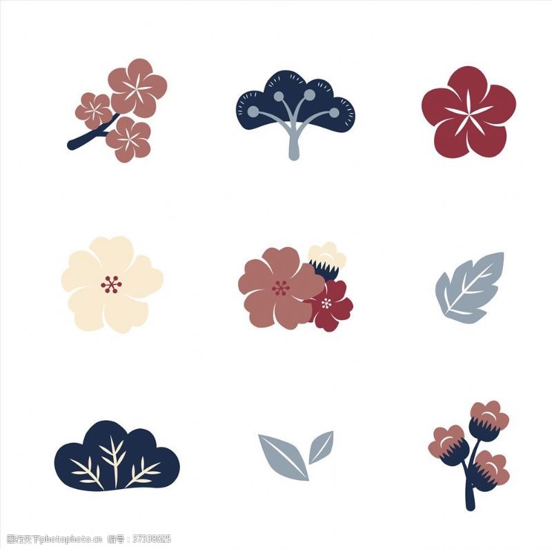 樱花底图日式插画图标