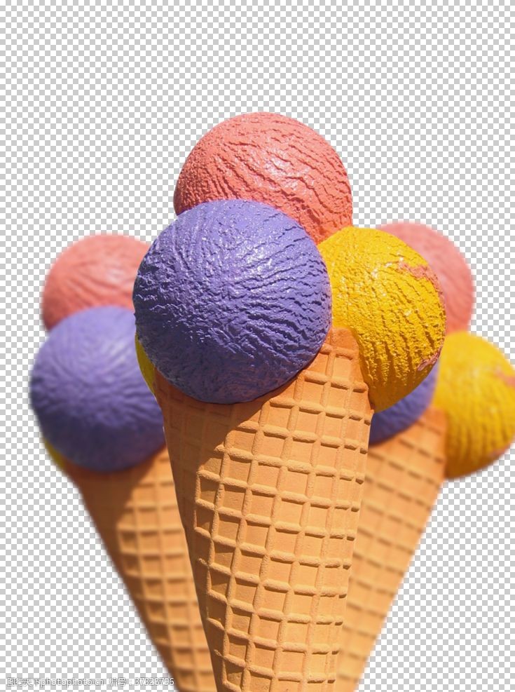 冰淇淋插画三色冰淇淋