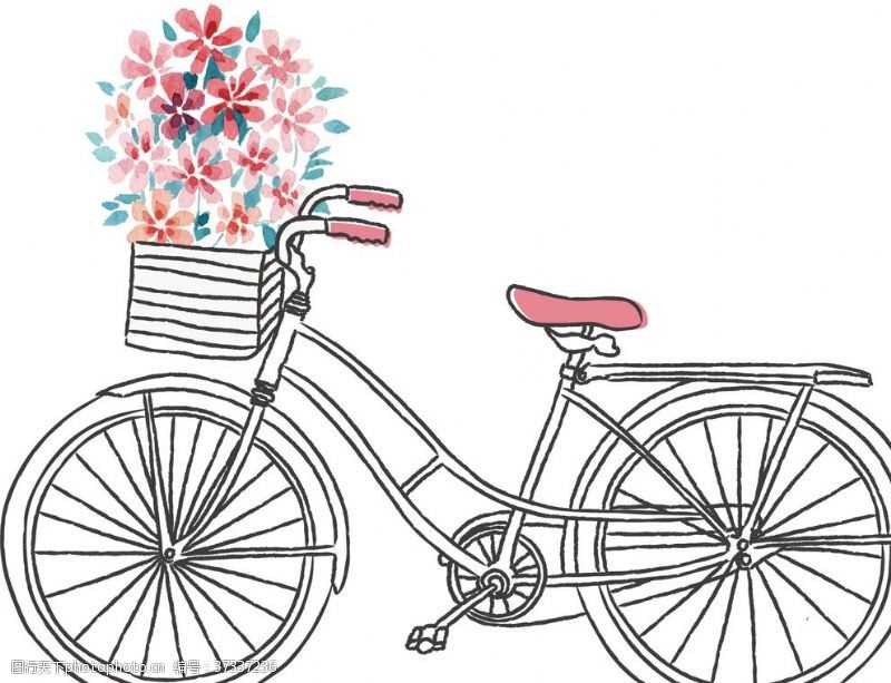 体育鲜花自行车爱情单车矢量素材