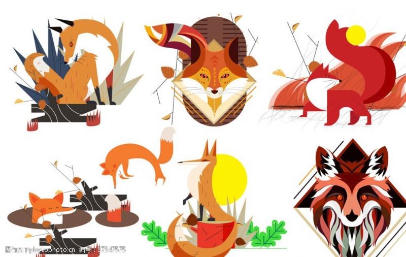 7款创意狐狸设计矢量素材