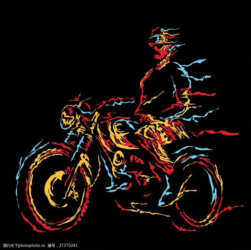 骑马插画摩托车简笔画
