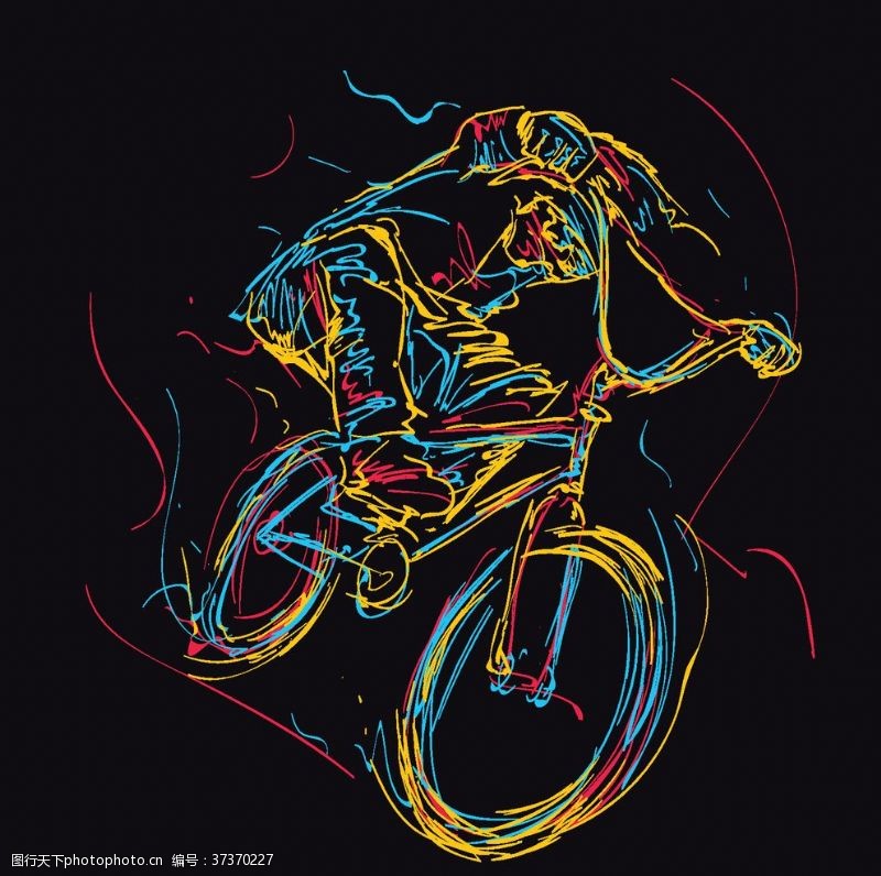涂鸦自行车运动员简笔画
