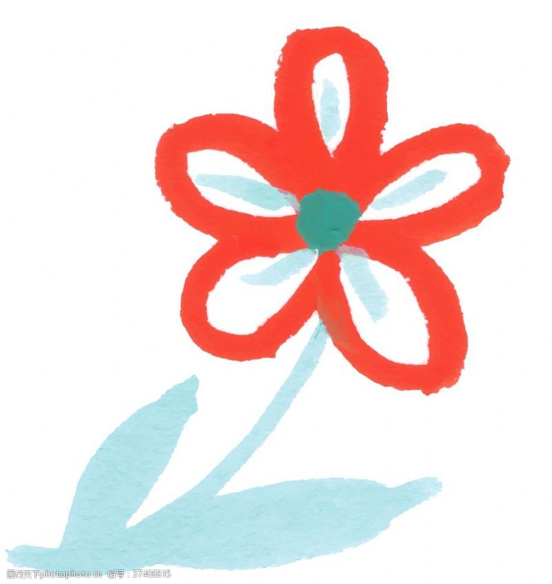 兰花红叶花纹手绘花