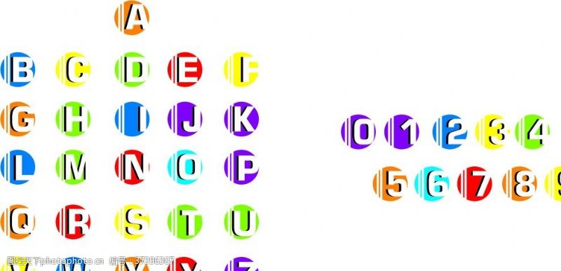 26个大写字母彩色数字与字母