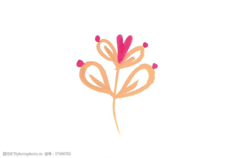 兰花红叶花纹手绘花