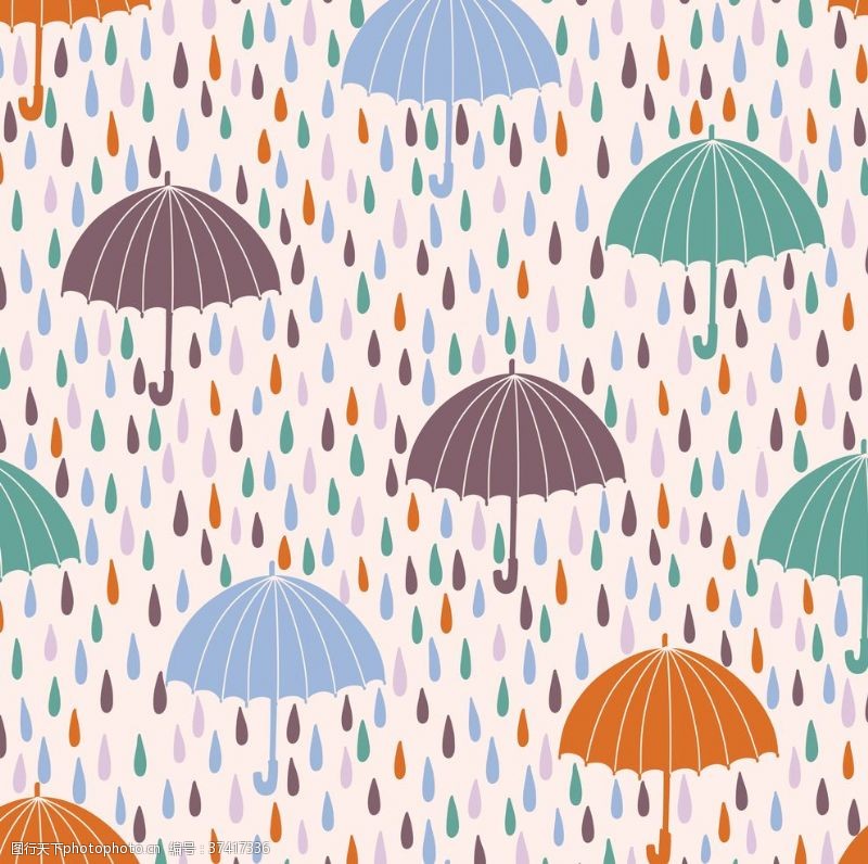 无线无缝花纹雨伞雨滴