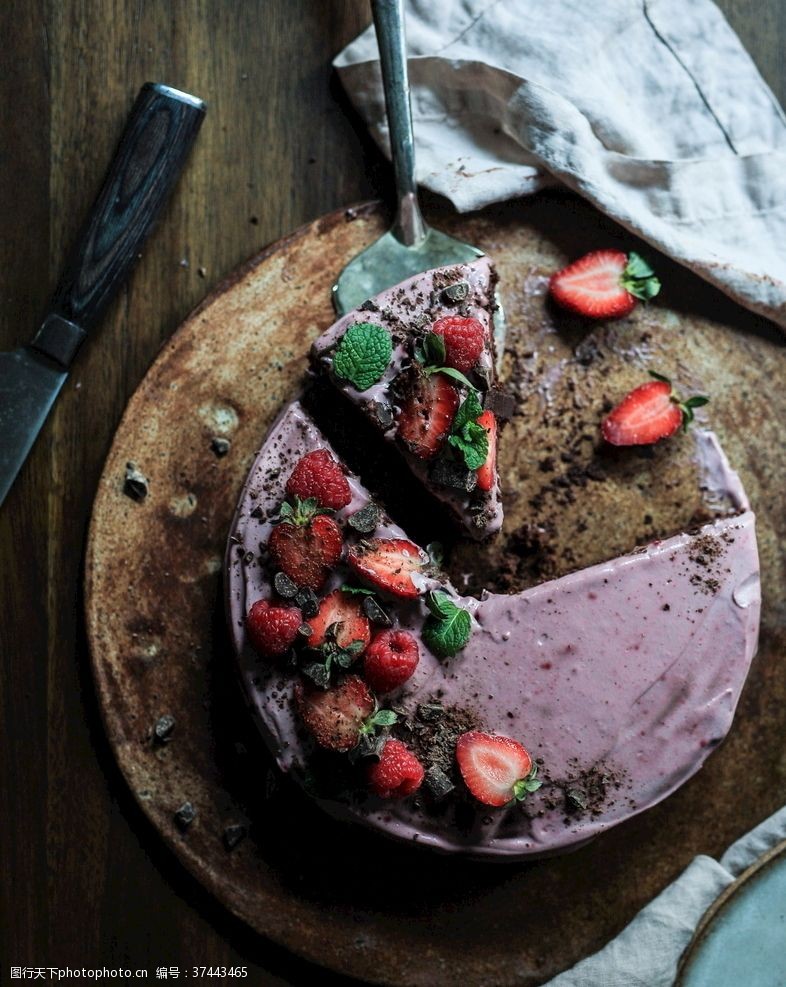 饮品素材草莓巧克力蛋糕